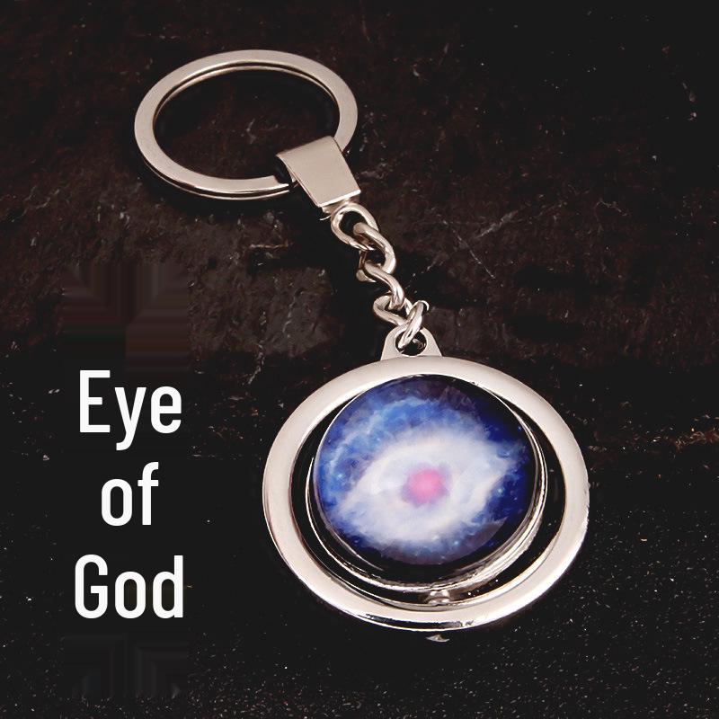 Rotating Saturn & Planets Crystal Keychain with Luminous Sun & Moon