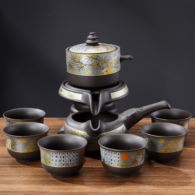 Purple Sand Automatic Tea Set, Household Internet Celebrity Making Teapot, Kung Fu Lazy Time Running Tea Set Gift Box