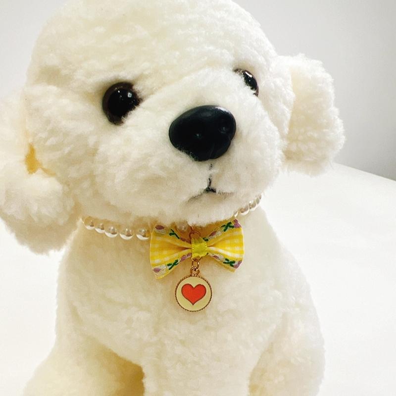 Pet Bowknot Adjustable Collar Cat Jewelry Pendant Princess Pearl Necklace Puppy Collar Decorative Dog Collar Accessories