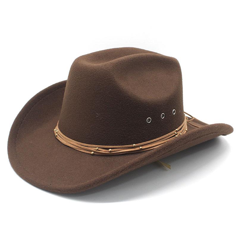 Retro autumn and winter woolen men's and women's retro western cowboy hat big edge wide edge sunshade top hat felt hat