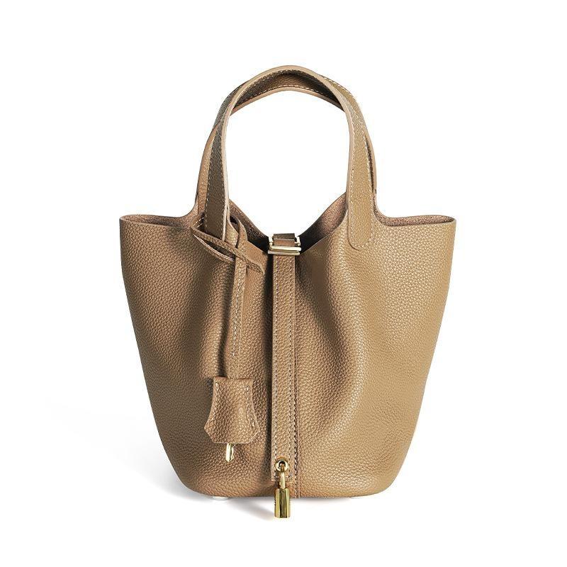 Vegetable Basket Bag Women's High-quality Leather Exquisite Bucket Bag, Niche Large-capacity Women's High-end Handbag