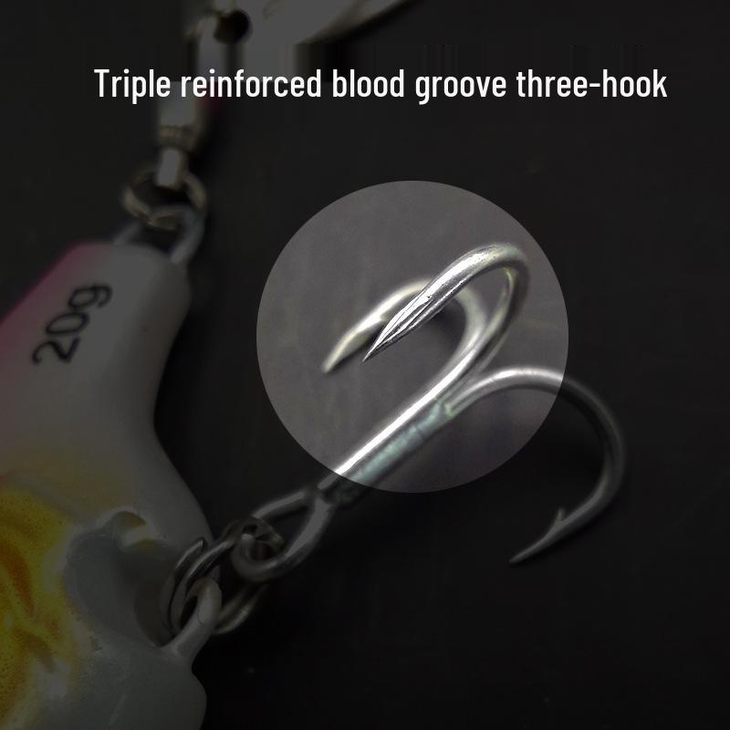 Cyclone 3 Metal VIB Bass & Mandarin Fish Lure with Spinning Slider, Long Cast, Enhanced Blood Bar & Treble Hook.