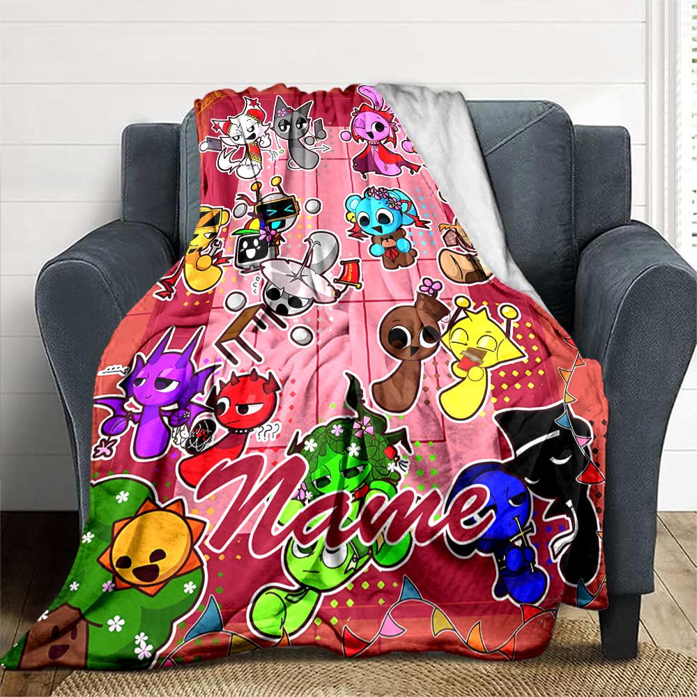 Customizable SPRUNKI2 Throw Blanket – Personalized Name, All-Season Cozy Snug Blanket, Machine Washable, Personalized Blanket