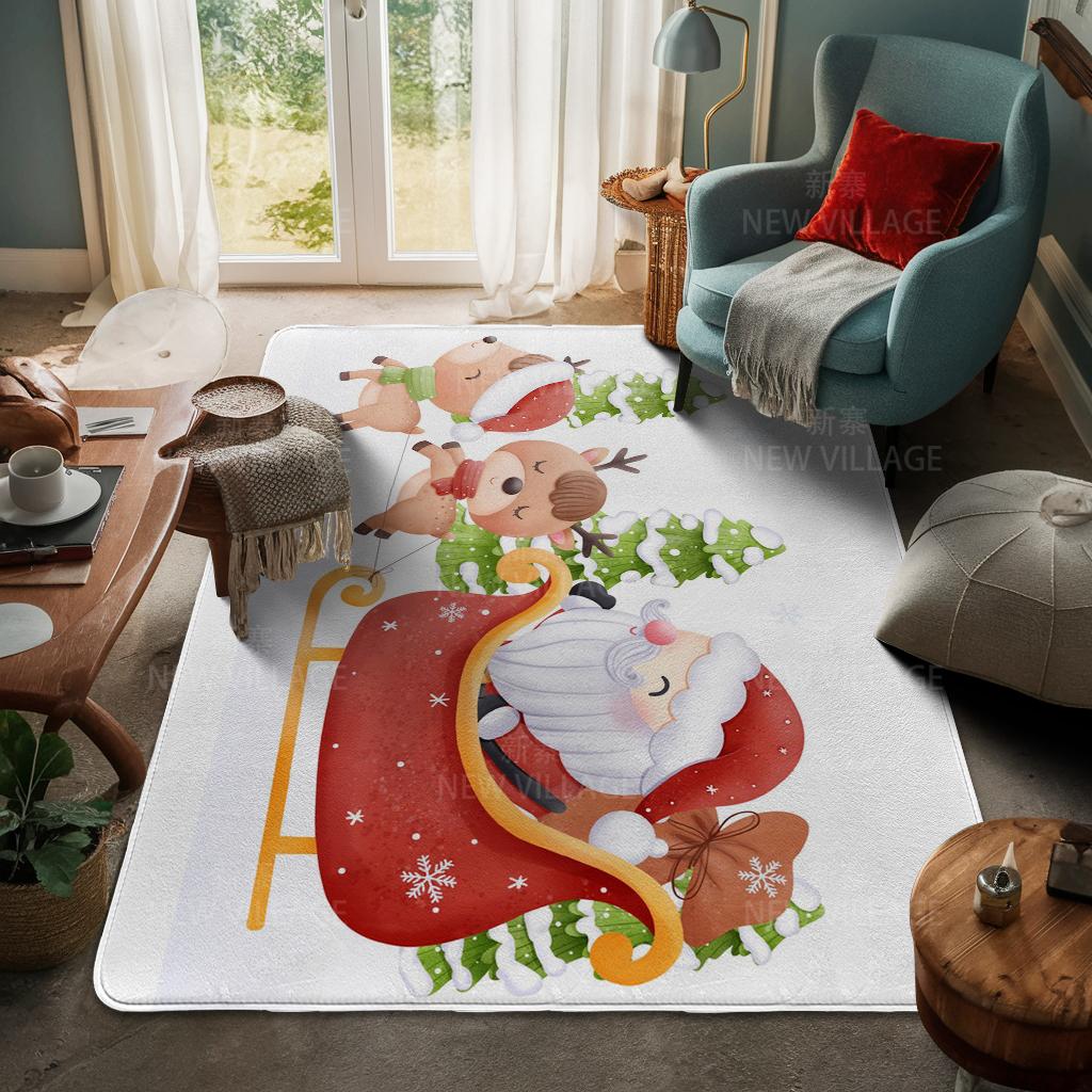 House Entrance Carpet Home Door Mat Living Room Bath Foot Bathroom Non-slip Water Absorption Rugs Bath Merry Christmas Winter