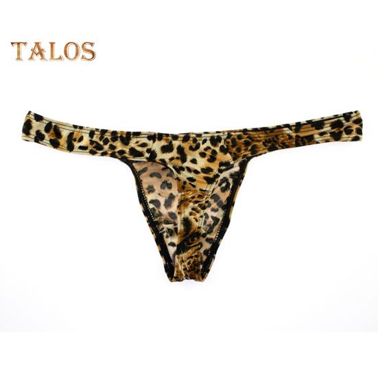 Herren-Tanga, sexy, tief sitzende, schmal geschnittene Slips mit Leopardenmuster, hohe Elastizität, atmungsaktives Höschen, bequemes Tragen für den Alltag