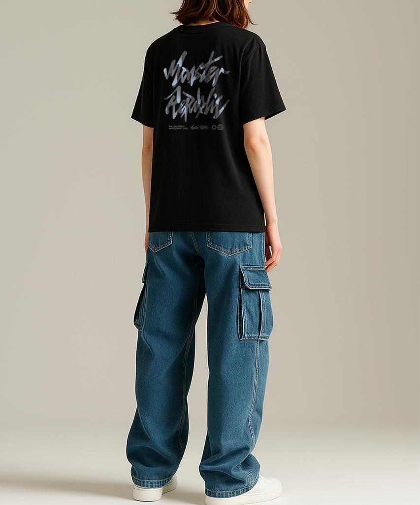 MONSTER REPUBLIC Stone Logo Indigo Blue T-Shirt Black_8116