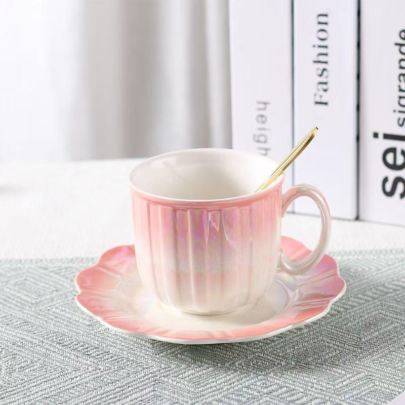 400ml Colorful Pearl Ceramic Mug with Cover and Spoon High Appearance Level for Home Breakfast Milk Tea Cup Coffe Cups