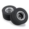 Metal Rear Wheel Hub Rims with 4Pcs Width Rubber Tires Kit for 1/14 Tamiya Remote Control Trailer Tractor Truck