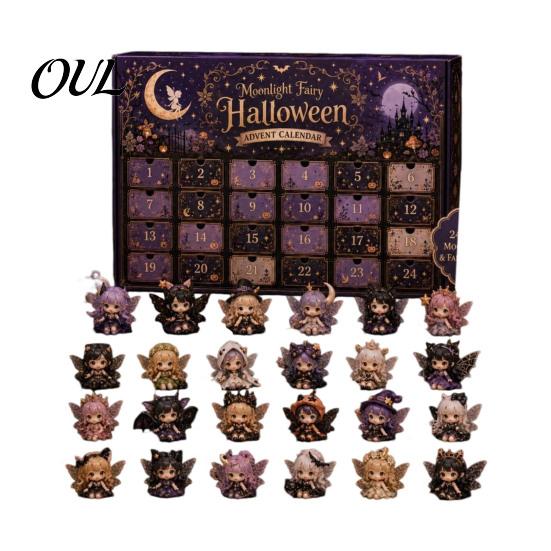 Halloween Countdown Kalender Adventskalender 2026, 24 Tage mit Mini-Figuren, Miniatur Hexenfiguren Sammler Fee Spielzeug Set für Kinder Erwachsene, Partygeschenke