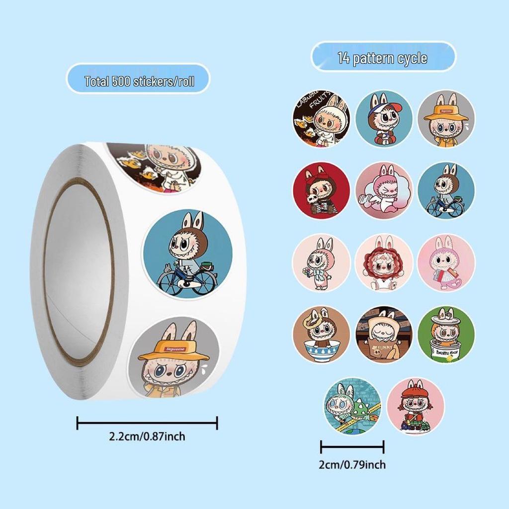 Cartoon Anime 500-Piece Pull-Out Roll Stickers for Scrapbooking and DIY Decoration