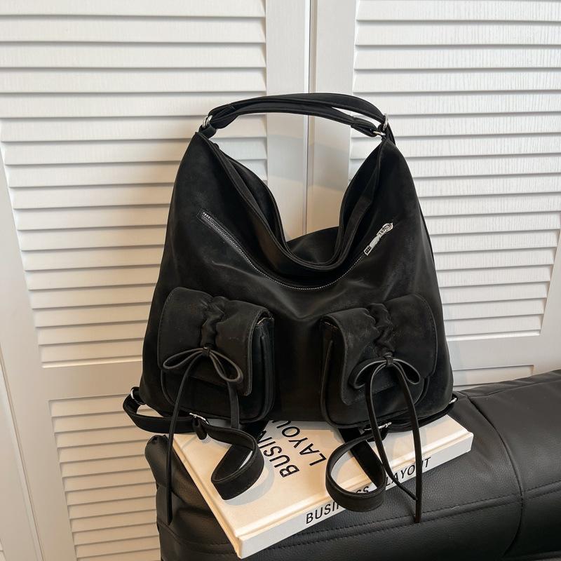 

Retro commuter tote bag women s large-capacity new autumn and winter multi-purpose shoulder messenger bag backpack чёрный