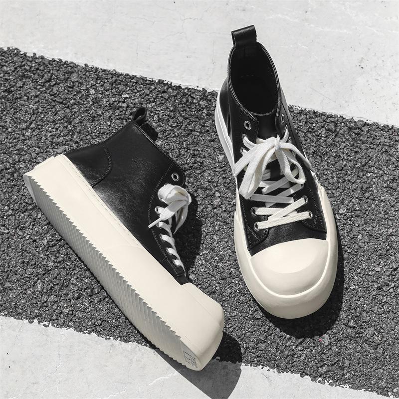 Summer Casual Board Shoes Thick Soles Increase Significantly With The Same Big Head Derby Shoes Casual Leather Shoes 55326-J