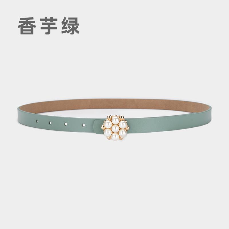 Fine Belt Retro Pearl Decorative Ladies Fine Belt With Windbreaker Dress Waist Seal Waist Jewelry