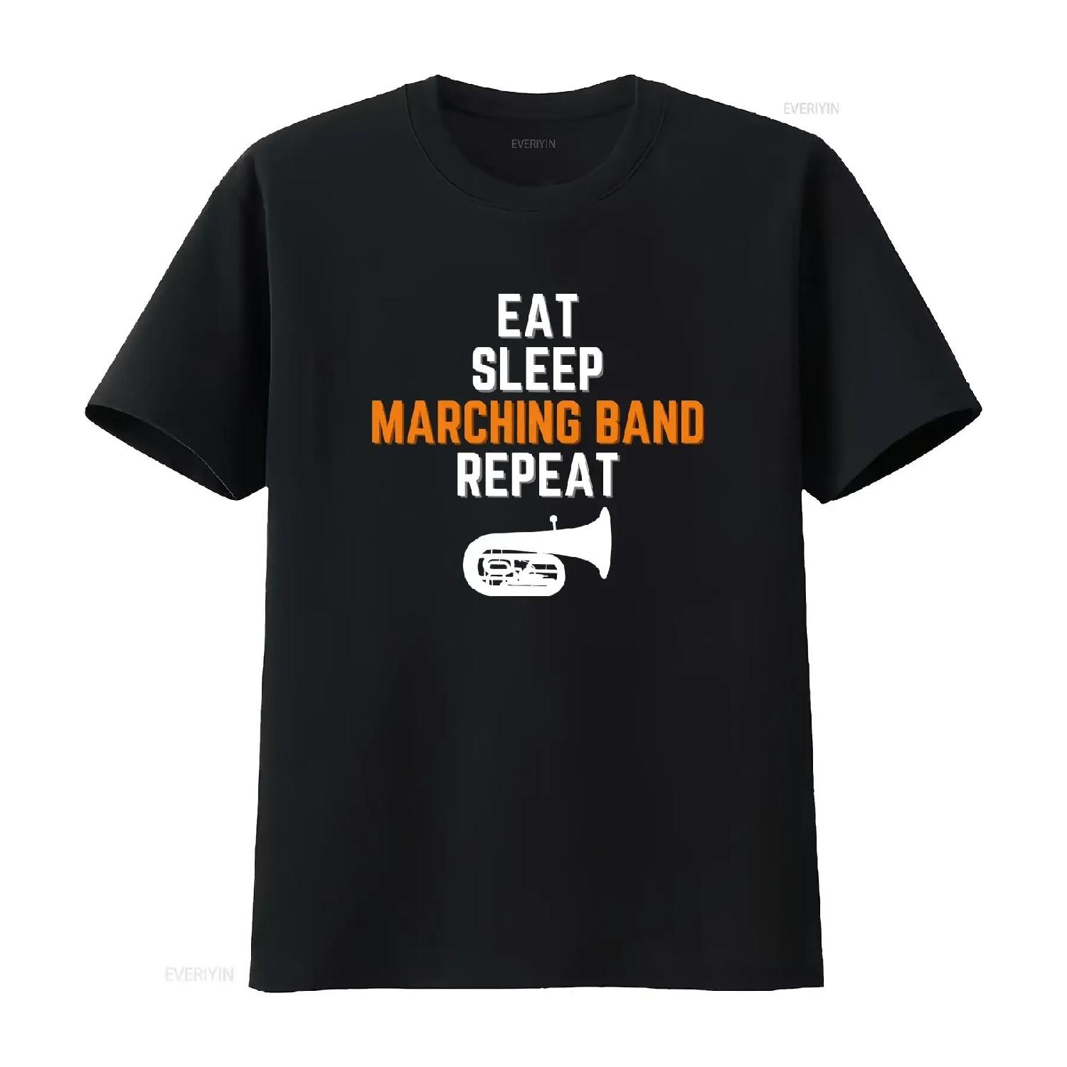Euphonium Marching Band T Shirt Eat Sleep Repeat Musician Camp Half Time Competition Student vintage Washed streetwear Casual S