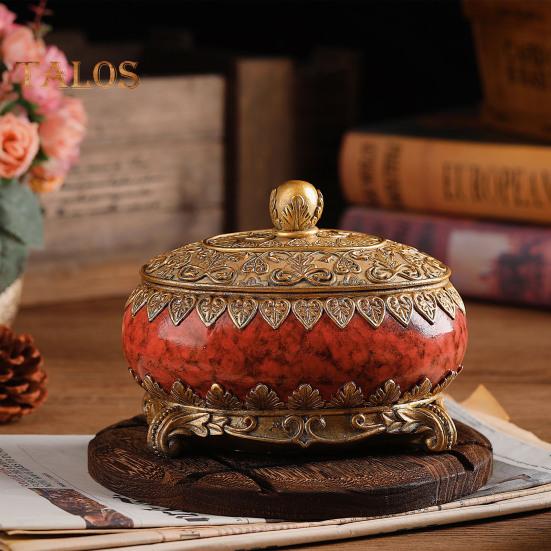 Cutie de bijuterii vintage cu capac Inele rezistente la praf de capacitate mare Colier Organizator decorativ elegant Cutie ovală pentru bijuterii