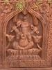 Teak Wood Ganesha Wall Panel: Handcrafted Hindu Temple Decor