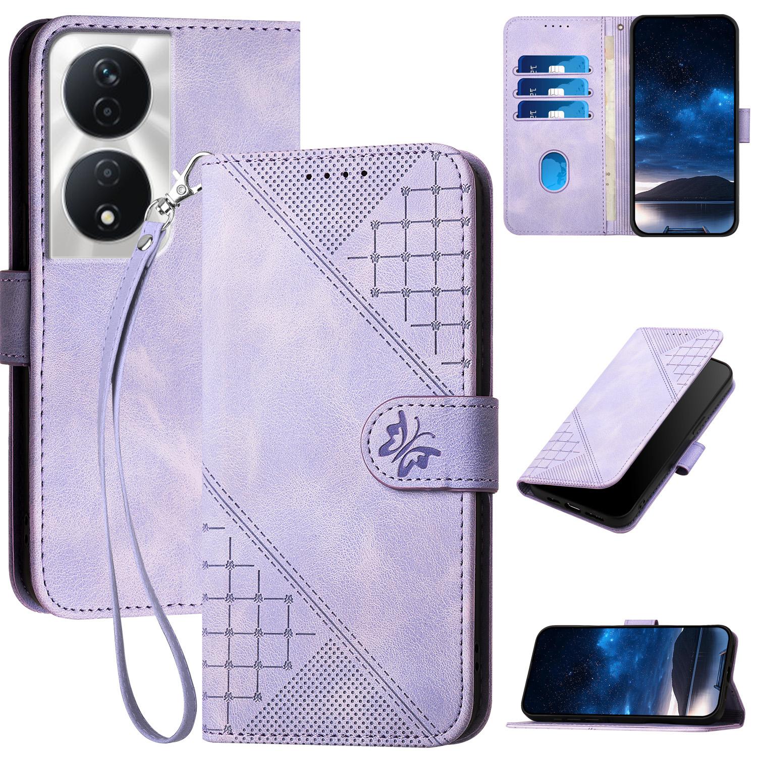 

For Honor 90 Smart/X7b 5G/X7b 4G/Play 50 Plus 5G/Play 8T 5G Case Leather Wallet Phone Cover with Strap C