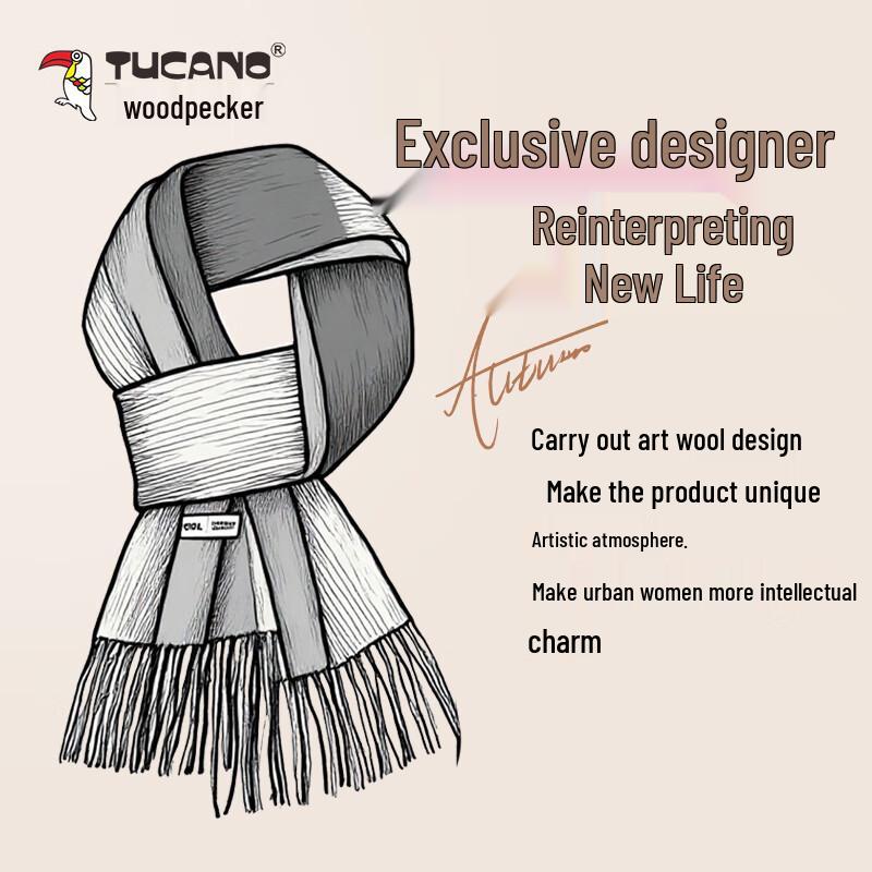 TUCANO Men's 100% Pure Wool Winter Scarf