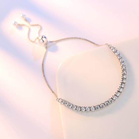 Women Bracelet Cubic Zirconia Detailing Adjustable Length Allergy-Free Bracelet Party Casual Wedding Jewelry Accessories
