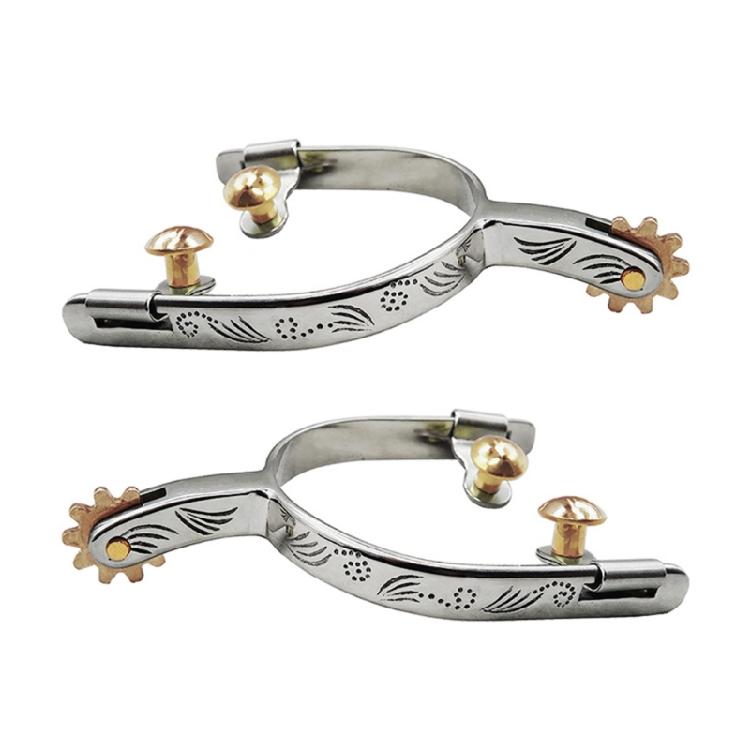 Retros Style Metal Spurs For Equestrians Use German Silver Embellished Traditional Western Horsemanship Spurs 1