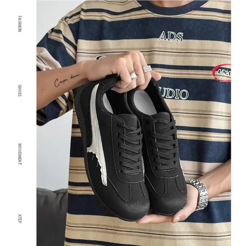 

Модные мужские повседневные слипоны 2025 Осень Новая мода Уличные Нескользящие Кроссовки с перекрестной шнуровкой Легкие Удобные Винтажные Вулканизированные туфли 39 чёрный