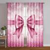 2pc,  Curtains Pink Bow Print Versatile Polyester Fabric,Without Electricity Family Party Suitable for Parties and Everyday