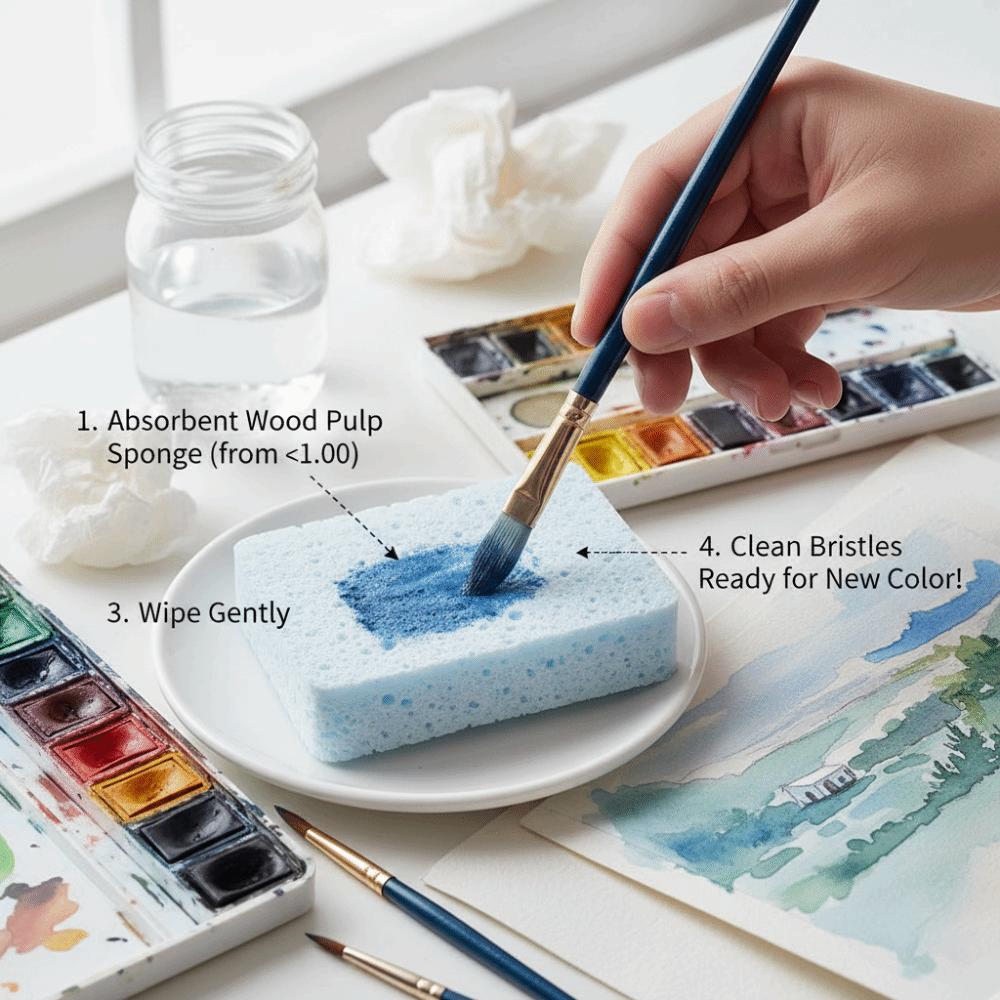 3PCS Rectangle Shape Artist Sponges High Elasticity Painting Sponges Watercolor Sponges Crafts