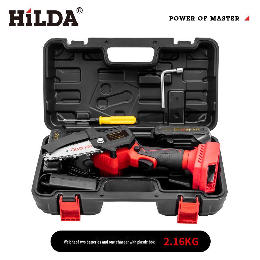 HILDA Brushless Chainsaw 4/6 Inch: High-Power, Dual-Handed Electric Chainsaw with Large Capacity