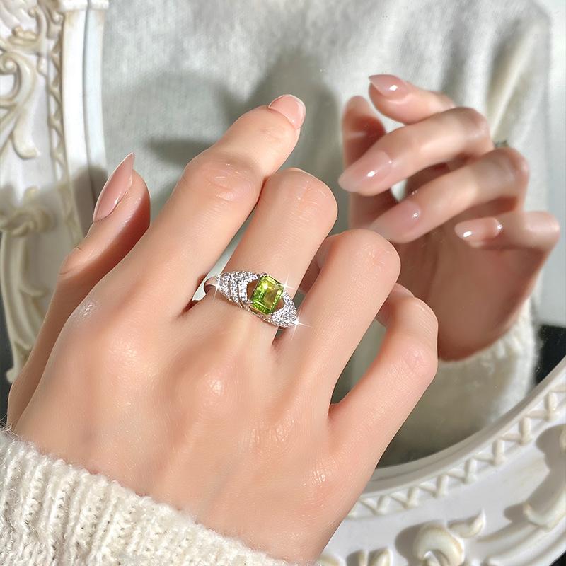 Ring new s925 sterling silver inlaid with natural crystal stone jewelry women's light luxury fashion jewelry gifts