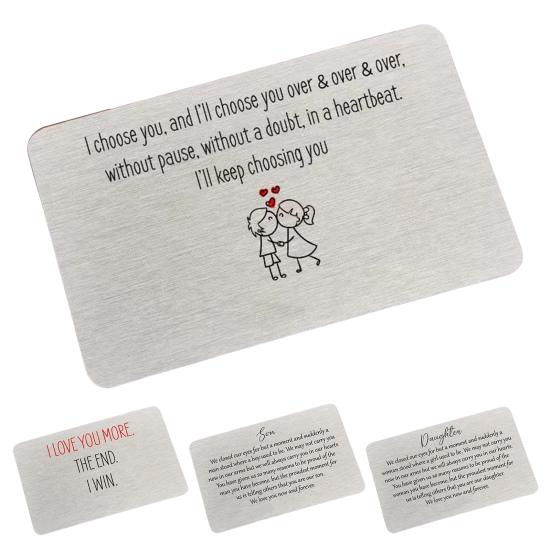 Engraved Wallet Card Insert Stainless Steel Wallet Card I Love You Sentimental