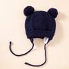 1-4 Years Fleece Lined Winter Earflap Beanie Hat Kids Hat Gloves Set Pom Pom Hat Mittens