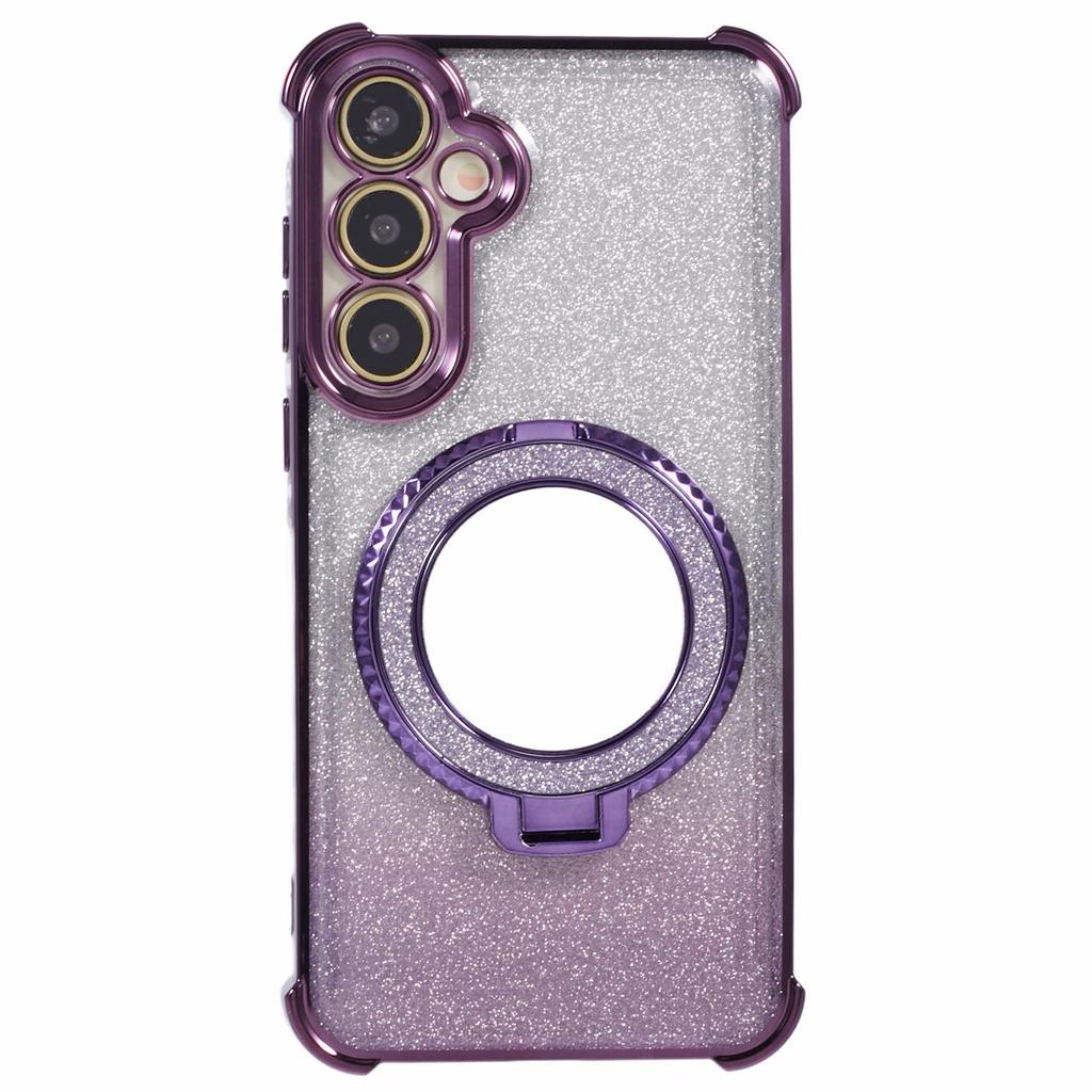 For Samsung Galaxy S24 Case TPU Glitter Phone Cover with Kickstand and Mirror