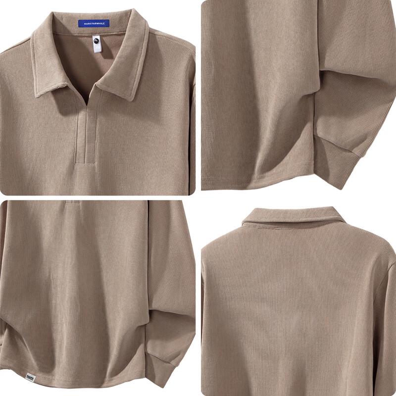 Mark Fairwhale Polo da uomo con colletto e maniche lunghe, vestibilità larga