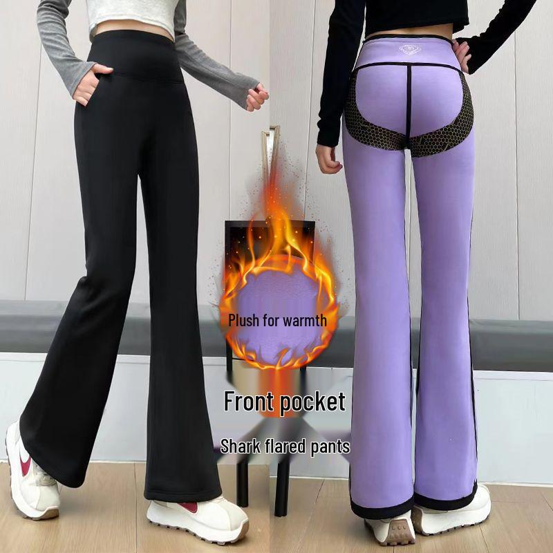 

Women s High-Waisted Tummy Control Micro-Flare Fleece Pants - Winter Warmth, Butt Lift, Slimming Yoga Outerwear M [80-100 lbs]