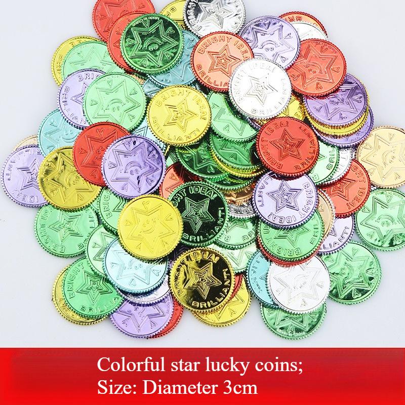 20/100pcs Plastic Skull Pirate Gold Coins Fake Treasure Game Coins for Halloween Birthday Party Decorations Kids Favors Supplies
