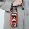 Lanyard Card Holder Mobile Phone Case Striped Cat for Apple 17PROMAX Soft Case Anti-fall Shell Lanyard Mobile Phone Case