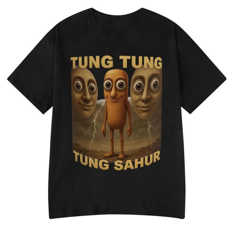 Italiano Brainrot Tralalero Tralala Tung Tung Tung Sahur Bombardiro Coccodrillo Maglietta Meme Divertente Uomo Donna Magliette di Cotone Y2k Top