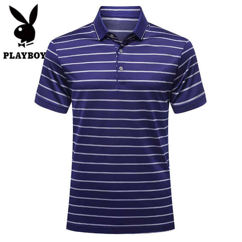 PLAYBOY Men s Striped Cooling Silk Blend Polo Shirt 115/50