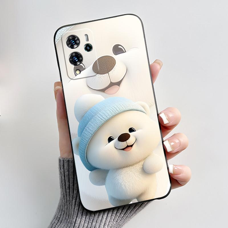 Phone Case For ZTE Blade V40 Pro/ZTE 9046 Soft Silicone Black Case Aesthetic Pattern Love Goldfish Rabbit Shockproof Coque