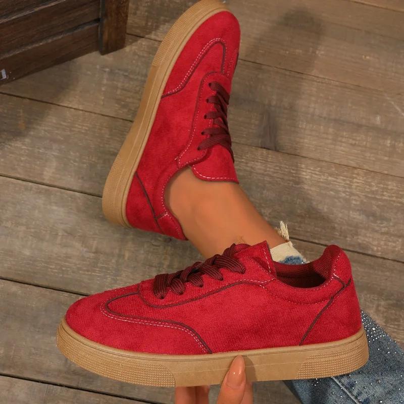 2024 Nová Módní Všestranná Jednobarevná Jarní a Podzimní Dámská Sportovní Obuv Mělká Krajková Dekorace Svršek Dámská Obuv
