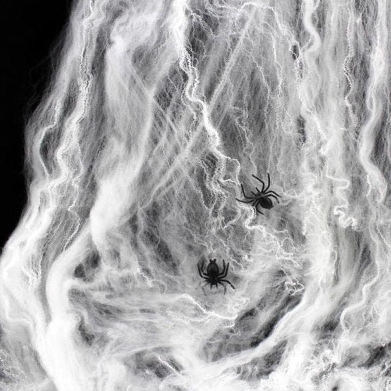Haunted House Halloween Spider Web and Silk Decorations with Spiders