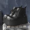 Herren Absatzschuhe Plateau Stiefel Qualität Freizeit Lederstiefel Punk Gothic Stil Klobige Stiefel Schnürung Herren Stiefeletten Botas