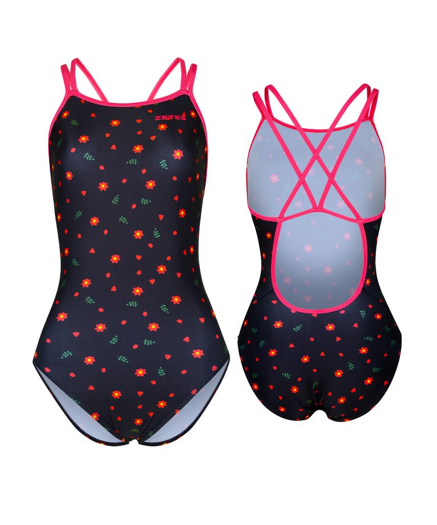 Jeteseu Women'S Double Strap Crossbody One-Piece Swimsuit Christmas Bk L9A0053