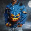 Men's Casual Long Sleeve Button Down Shirt for Halloween Party