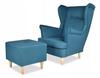 ARI Wing Chair with Footrest, Scandinavian, Turquoise