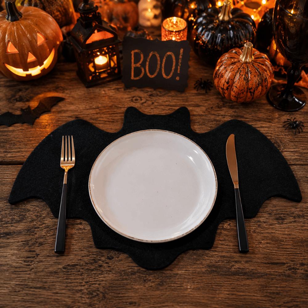 10Pcs Heat Resistant Bat Shape Table Mat Creative Place Mat Halloween Dining Mat Home Decoration