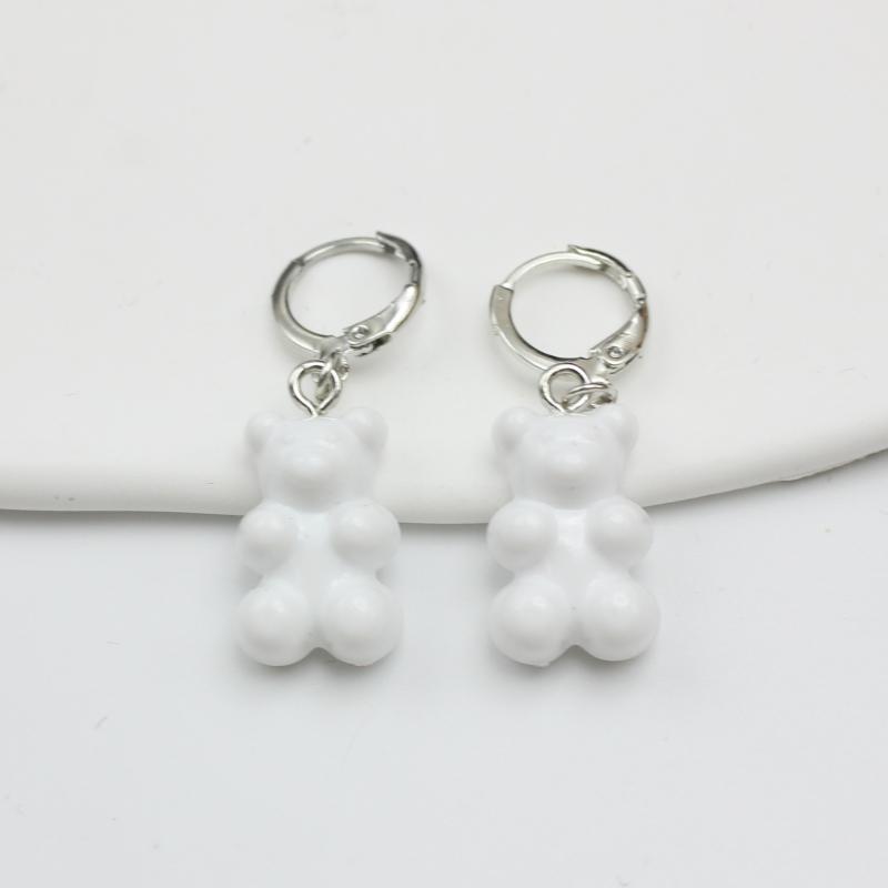 11 Candy Colors Resin Bear Drop Earrings for Women Korean Simple Creative Transparent Brincos Jewelry Birthday Gift