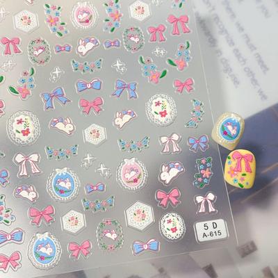 3D Japanese Bow & Flower Nail Art Stickers