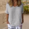 Camicetta pullover estiva tinta unita T-shirt da donna a maniche corte con scollo a V