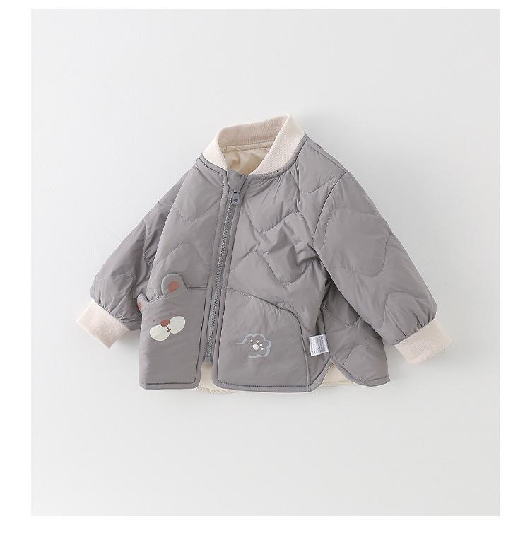 Infant Boys' Lightweight Cartoon Down Jacket, Class A, Autumn/Winter Warm Outerwear, White Duck Down 90